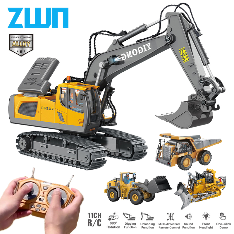 Rc Hobby Grade Car - ZWN-excavadora con Control remoto para niños,