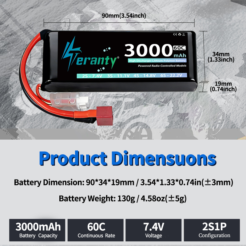 Batería Lipo TERANTY 2S 3000mA - Rc Hobby Grade Car reseña y precio